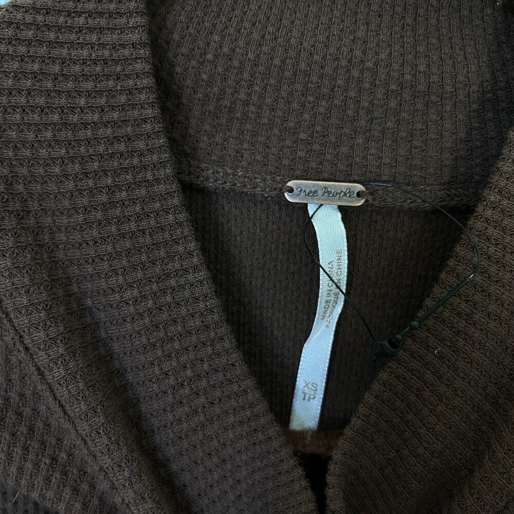 Free People Switch It Up Crochet Cuff Thermal Long Sleeve Knit Top NWOT Xsmall - Picture 5 of 5